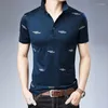 Polos pour hommes Top Qualité Lyocell pour homme 2024 Summer Fashion Impression Soie Coton Vêtements Polo à manches courtes