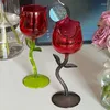 Wine Glasses French Romantic Creative Goblet Bar Ware Table Decoration Rose Shape Valentine's Day Glass High Temperature Resistant Cup