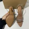 Sandals ZA Shoes New Nude Pointed-Toe Women's With Transparent Rhinestone Bright Decoration Shallow Mouth Fashion Sandals For WomenJ240122