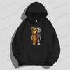 Hoodies dos homens moletons inverno mulheres hoodie máquina dos desenhos animados gato impressão diversão com capuz senhora casual roupas esportivas soltas moletom pulôver plus size t240122