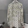 Kvinnors blusar Skjortor Designer Womens Shirt Classic Long Sleeved Luxury Spring Green Flower Print Romantic Elegant Loose Mångsidil ACBV