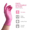 Gants en Nitrile vinyle rose 100 pièces | De qualité alimentaire, imperméables, sans allergie, jetables pour femmes et filles, sécurité au travail, nettoyage ménager 240108 240118