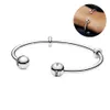 Full New Armband Sparkling Star Open Bangle for Women Sier Charm och Bead Diy Fine Jewelry