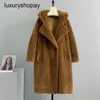 Top Maxmaras Teddy Bear Coat Femmes Cachemire Manteaux 20242024 Nouveau À Capuche En Laine Fourrure Intégrée Particules En Peluche Mouton Tondu Agneau Cheveux Extérieur