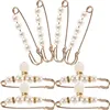 Brooches 8 Pcs Shawl Pin Delicate Pearl Pants Brooch Sweater Waist Tightener Clip Belt Dress Collar Safety