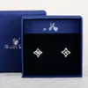 Swarovskis Earrings Designer Luxury Fashion Women Charm Counter Crystal Four Corner Star Shape Silver Earrings Piercing Facewith A Minimalist And Niche Design