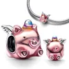 Sterling Flying Pig Charms Fit Sier Oryginalne koraliki bransoletki urok na prezent biżuterii wiszący