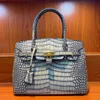 Aabkin bking designer totes saco de couro genuíno das mulheres bandana camada crocodilo padrão diagonal cruz bolsa 1vet