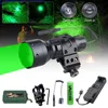 Lampes de poche 500 Yard lampe de poche LED professionnel blanc/vert/rouge tactique nuit fusil de chasse lanterne 1 Mode haut + 18650 + chargeur + interrupteur + support 240122