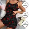 Femme Sleep Lounge 2 Costume Femmes Pyjamas Vêtements De Nuit Pyjama Ensemble Camisole Short Bleu Noir S M L Lèvre Rouge Coeur Imprimé Soie Glacée Confort Décontracté ÉtéL240122