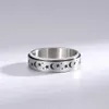 Anillos giratorios de acero inoxidable de 6 mm Anillo de inquietud de estrella lunar para mujeres Anillos de ansiedad para aliviar el estrés Compromiso Boda Promesa Band286D