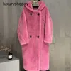 Top Maxmaras Teddy Bear Coat Femmes Cachemire Manteaux 20242024 Nouveau À Capuche En Laine Fourrure Intégrée Particules En Peluche Mouton Tondu Agneau Cheveux Extérieur