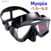 Máscaras de mergulho óptica miopia snorkel máscara de mergulho óculos de natação míope engrenagem míope panorâmica visão ampla adulto juventude -1.0To-6.0L240122