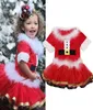 Kerst Kinderkleding Jurk Sets Kind Kerstman Bontkraag Tops Gaas Tutu Rokken 2pcsset Kerstrok Baby Meisje Kerstoutfits1799045