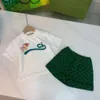 Роскошные дизайнерские комплекты детской одежды, новые зеленые шорты с буквами, комплект футболок, модный британский модный бренд, летние детские сокровища и хлопок для девочек tw''gg''PETH