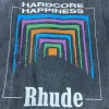 Herr t-shirts män kvinnor vintage tungt tyg rude box perspektiv tee något lösa toppar multicolor logo fin tvättad rhude t-shirt t221202