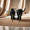 Sandals Women's 2023 New EuropeanおよびAmerican Black Patent Leather High Heel Shoesj240122