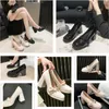 Slingback-Damen-Kleiderschuhe, Designer-Triangel-Pumps, schwarzes Leder, spitze Zehensandalen, Slingback-Pumps, weißer Absatz, bequeme, modische Loafer-Sandale