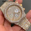 Ap Watch Diamond Moissanit Iced Out kann Test-Armbanduhren bestehen Passen Sie Vvs 1 Hip Hop mechanisch vergoldete Edelstahl-Armbanduhr an