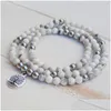 Beaded 108 Prayer Beads Bracelet 6Mm Natural Howlite Wrap Tree Of Life Mala Wrist Women Men Y200730 Drop Delivery Jewelry Bracelets Dhtwc