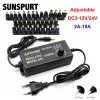 Justerbar AC till DC Strömförsörjning 3V 5V 6V 9V 12V 15V 18V 24V 1A 2A 5A Strömförsörjning Adapter Universal AC220V till 12 V Volt Adapter