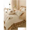 Conjuntos de cama outono e inverno estilo princesa engrossado cama de fibra de leite quente conjunto er 4 peças. Colcha de edredão duplo acolchoado Drop Delivery Dhhex