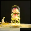 Dekorativa blommor kransar evig blomma gåva Eve Valentines Day Christmas Creative Glass Er Rose Ornament Manufacturer Drop Deliver Dh0rw
