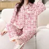 Femmes sommeil salon camélia fleur hiver nouveau Chic femmes pyjamas ensemble élégant dame col rabattu vêtements de nuit Faux coton femme décontracté HomesuitsL240122