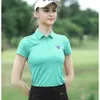 Camisas de golfe de verão pgm senhoras de manga curta camiseta esportes roupas finas femininas de secagem rápida respirável roupas de tênis de golfe S-XL