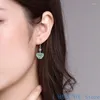 Dangle EarringsハイエンドS925スターリングシルバーナチュラルAグッズジェイドブルーウォーターバタフライイヤリング古代スタイルの女性用