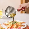 Pentola per il latte Olio in acciaio inossidabile con manico in legno 120ml / 200ml Mini zuppa versata Utensile da cucina a prova di scottatura Accessori per cuoco