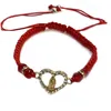 Bracelets Notre-Dame de Guadalupe Coeur Rouge Corde Perle Bracelets Réglables Adultes Protection Et Bonne Chance