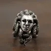 Vintage Greek Mythology Medusa Ring Horror Venomous Snake Snake Hair Gorgon Ring Cool 14K White Gold Punk Biker Jewelry