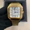 Automatisch goud rechthoekig herenhorloge van topkwaliteit met roestvrijstalen band en lichtgevende wijzerplaat, perfect voor sport en luxe slijtage van Caiji