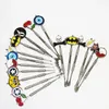 4.72inch Metal Cartoon Wax Dabber Tool With Badge Pattern oil rigs Dabs Stick Carving tools Quartz Nails For Water Pipe Bong Smoking Accessories