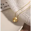 Fashion jewelry clover Lucky Four Leaf Grass Embossed Twill Necklace 18k Gold Luxury Light Luxury Small Design Sweater Chain Accessories