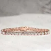 Bracciale da tennis con catena di diamanti coltivati in laboratorio con taglio a baguette in oro massiccio 10K lucido da 4 mm