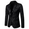 Costumes pour hommes veste hommes Blazer dîner à fleurs Jacquard revers à manches longues robe de soirée Costume de scène S-2XL confortable