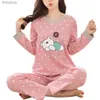 Women's Sleep Lounge Casual Women Cartoon Animal Print O Neck Top Long Pants Pajamas Comfortable Sleepwear Set Pajama Sets 2021L240122