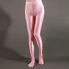 Sokken kousen NIEUW satijn glanzende panty sexy kousen glanzende yoga broek leggings sport panty's vrouwen fitness hoge taille panty's YQ240122