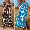 Casual Dresses Ladies Bohemian Print Dress High midje smickrande A-Line Boho Maxi för sommarevenemang Kvinnors bröllopsgäst