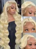 613 Honey Blonde 13x6 Transparen Spets Front Human Hair Wigs Brazilian 250% Body Wave Colored 13x4 Frontal Wig 5x5 Stängningspervar