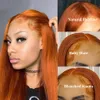 13x4 orange ingefära spetsar front peruker mänskligt hår för kvinnor 13x6 HD GLUELESS RACH LACE frontala peruk 4x4 stängning Human hår peruk