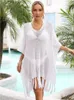 Women's Swimwear 2024 Crochet Wommen Beach Cover Ups Pool Dress Summer Swimsuit Fringed Trim Hollow Out Bikini Ladies Outfits