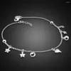 Bracelets de cheville Mode Mignon Cloche Coeur 925 En Argent Sterling Femmes Été Plage Sandales Aux Pieds Nus Bracelet Sur La Jambe Bijoux De Pied