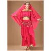 Stage Wear Femme 4pcs Ensemble Costumes de danse du ventre Oriental Egypte Costume de danse Bollywood Robe Bellydance Vêtement Drop Livraison Vêtements Dhrye