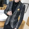 Ternos masculinos moda boutique houndstooth vestido de casamento blazers/mens cor pura casual negócios xadrez terno jaqueta casaco