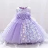 Robes de fille blanc rose bébé luxuriant robe enfant en bas âge fleurs robe de baptême pour 1 ans fête d'anniversaire mariage princesse enfants vêtements