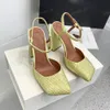 Amina muaddi cetim cristal dedo do pé quadrado bombas sandálias tira no tornozelo orquídea vestido sapatos 95mm bloco robusto salto slingback sandálias de designer femininas tamanho 35-42 com caixa