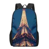 Torby Eiffel Tower Landscape Bags książki dla chłopców Dziewczyn